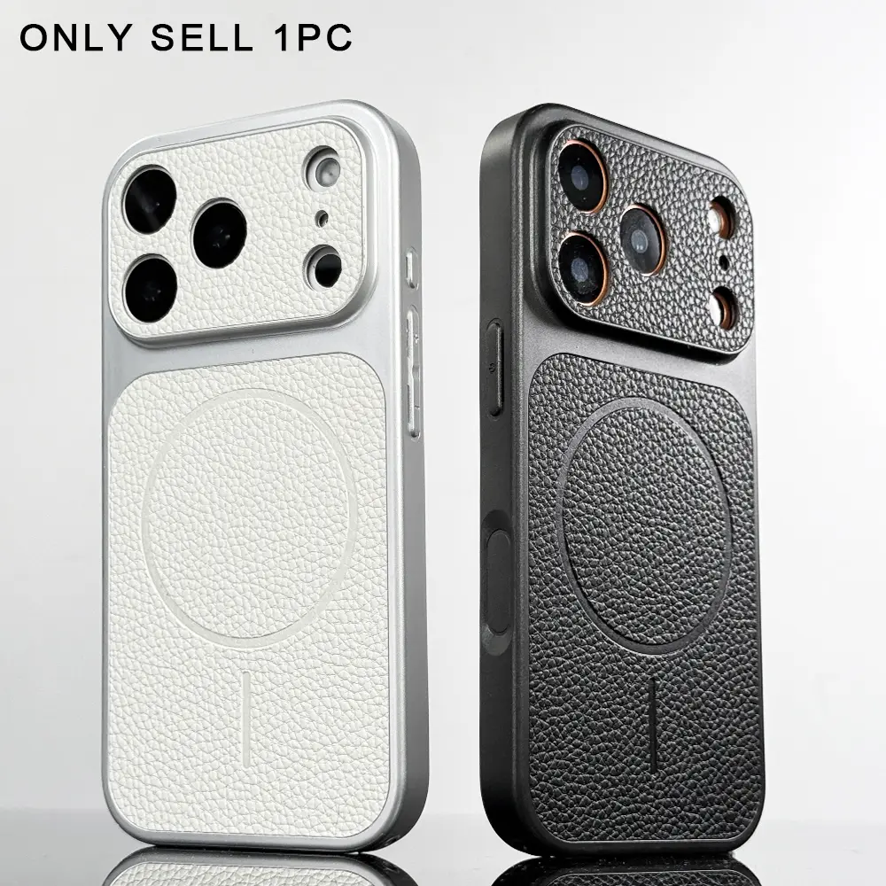 Luxury Business Phone Case for iPhone 17 16 15 14 13 Pro Max Lychee-textured Artificial PU Leather Case 17pro 17promax Shockproof Cases Soft Bumper Full Camera Protection Phone Cover for Men Women