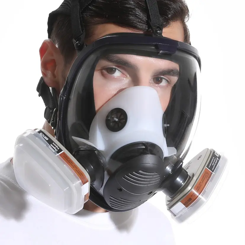 Reusable Full Face Cover Respirator, 7 in 1 Large Size Mask with Carbon Filters, Suitable for Paint Sprayer, Chemical, Woodworking, Dust Protector
