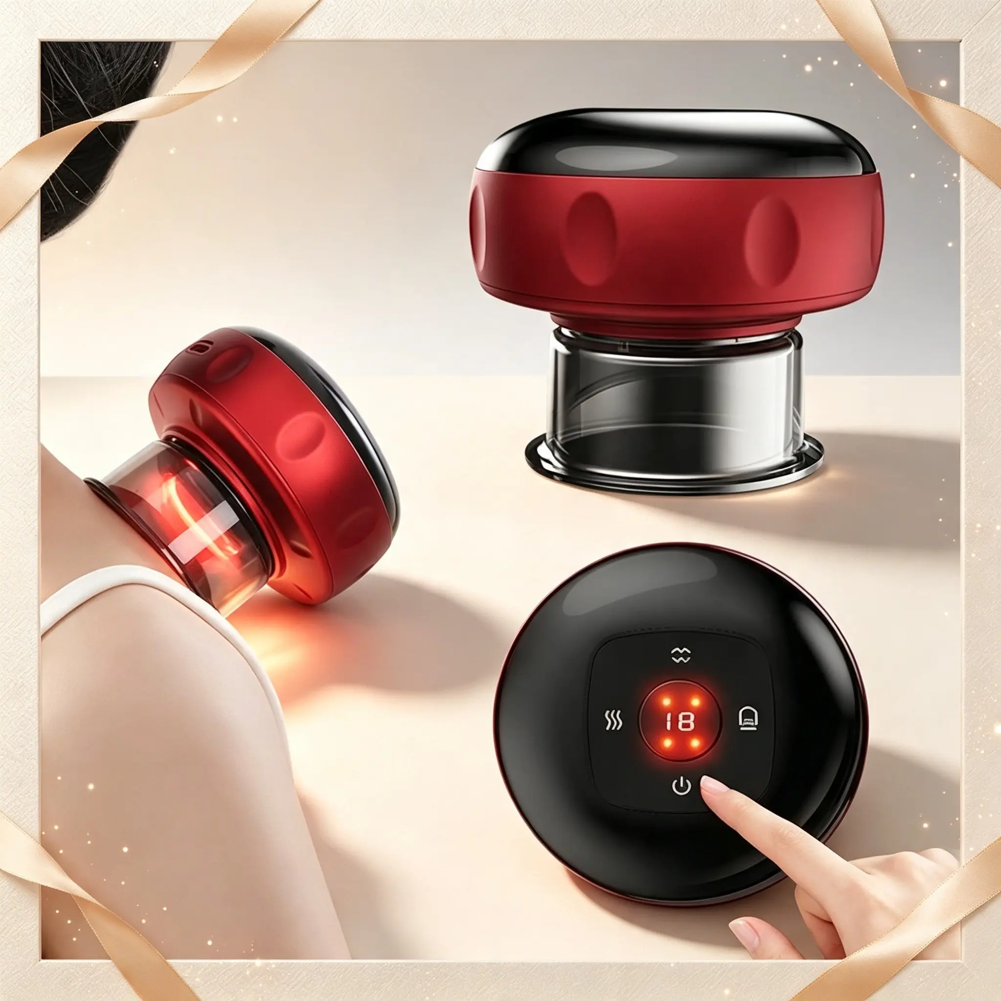 Electric Smart Heated Gua Sha Massager, 12 Levels Intelligent Vacuum Cupping, Portable Personal Care Device for Home and Travel