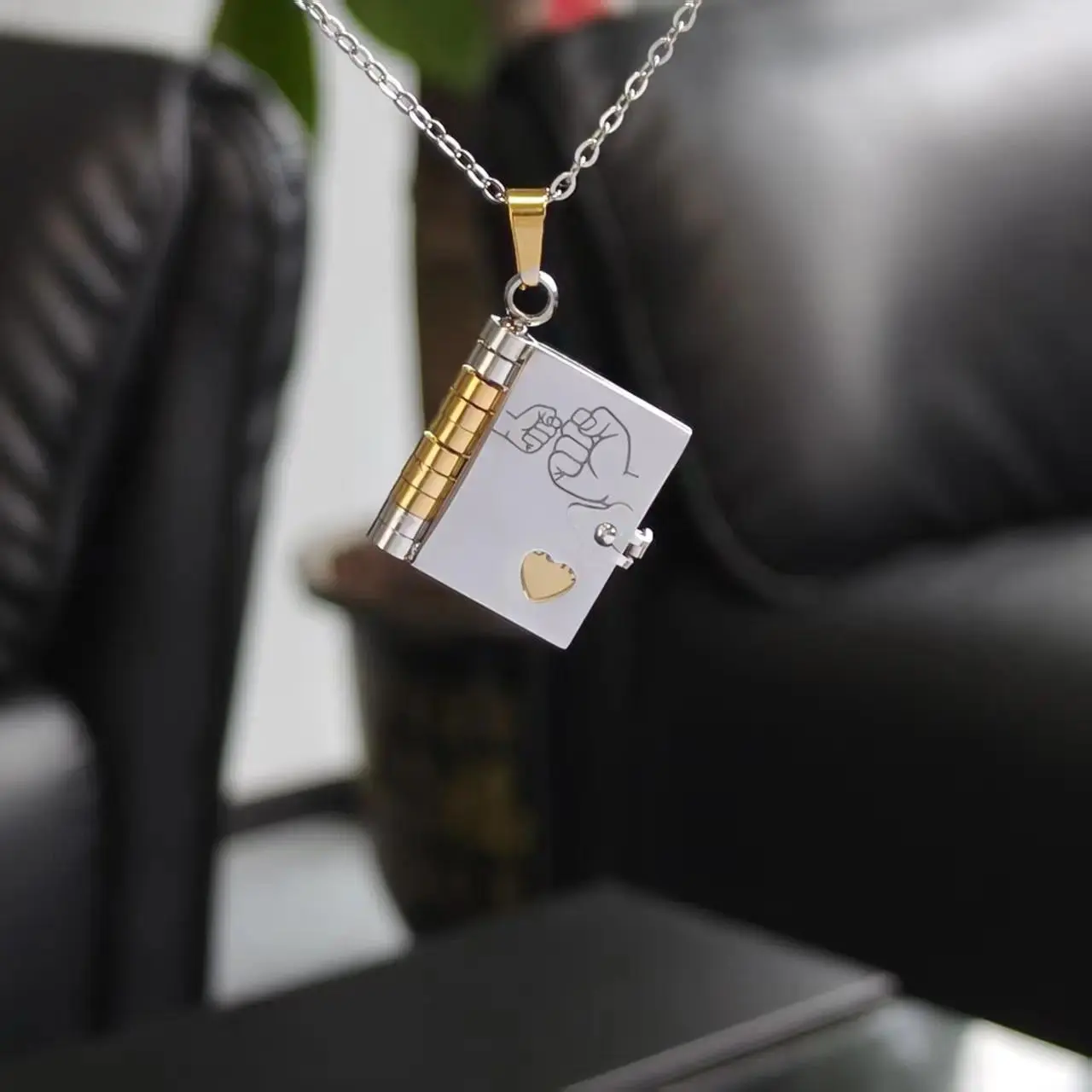 Meaningful Book Necklace for Grandson, Granddaughter, Daughter & Son - Rhodium Plated Openable Book Locket Jewelry, Heartfelt Christmas & Holiday Gift for Family