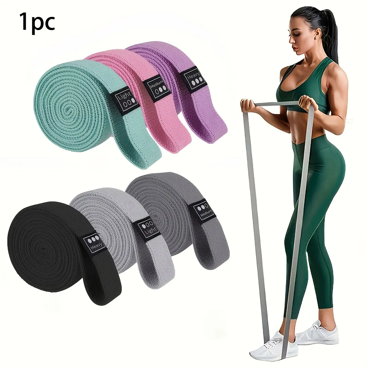 [Fitness Resistance Band] 1pc Knitted Fitness Resistance Band, Heavy/Medium/Light Tension Elastic Stretch Pull Rope for Yoga, Strength Training And Pull-Up Aid, Lightweight Workout Equipment for Fitness Enthusiasts And for Yoga Practitioners
