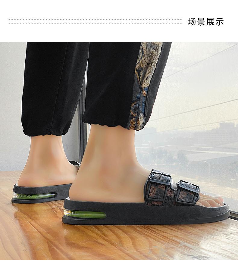 Fashion Slippers for Men 2026 Summer New Design Slides Luxury Leather Slipper Casual Beach Shoes with Air Cushion