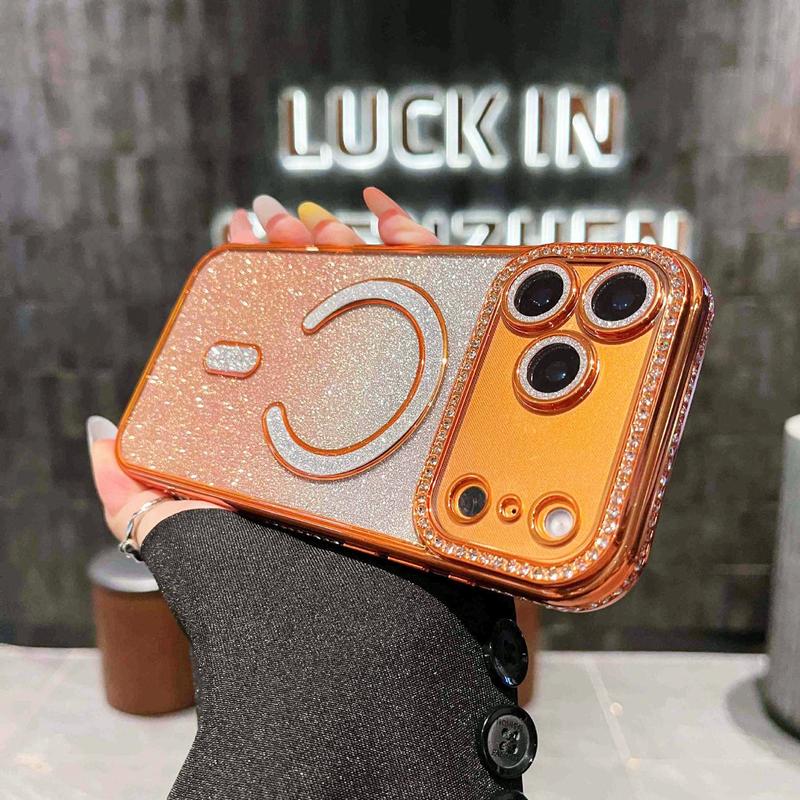 OREKROY Luxury Bling Glitter Case for iPhone 17 Pro Max, 17 Air, 17 Pro, 16, 15, 14, 13, 12 Pro Max – MagSafe Compatible, Sparkle Rhinestone Diamond Protective Case, Shockproof, Camera Lens Protector, Premium Plating, Perfect for Women & Girls