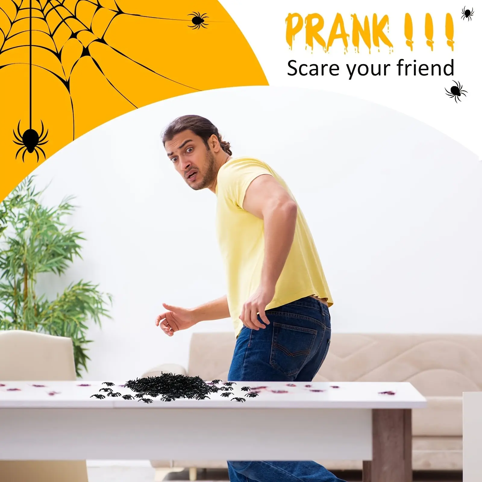 100pcs Mini Plastic Realistic Fake Spiders, Reusable Halloween Party Decorations, Prank Props, Haunted House Decor, Festive Decorations