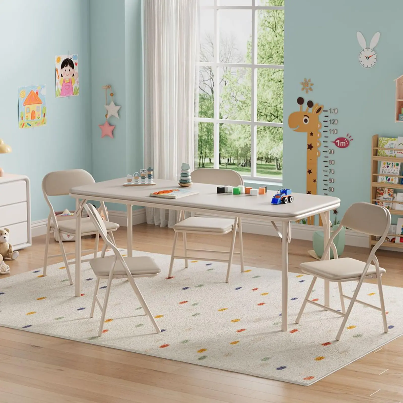 Garvee Foldable Tables & Desks - Sturdy Steel Frame, Ultra-Padded Seats, Compact Portable Design, No-Assembly Children's Furniture for Events, Study Sessions