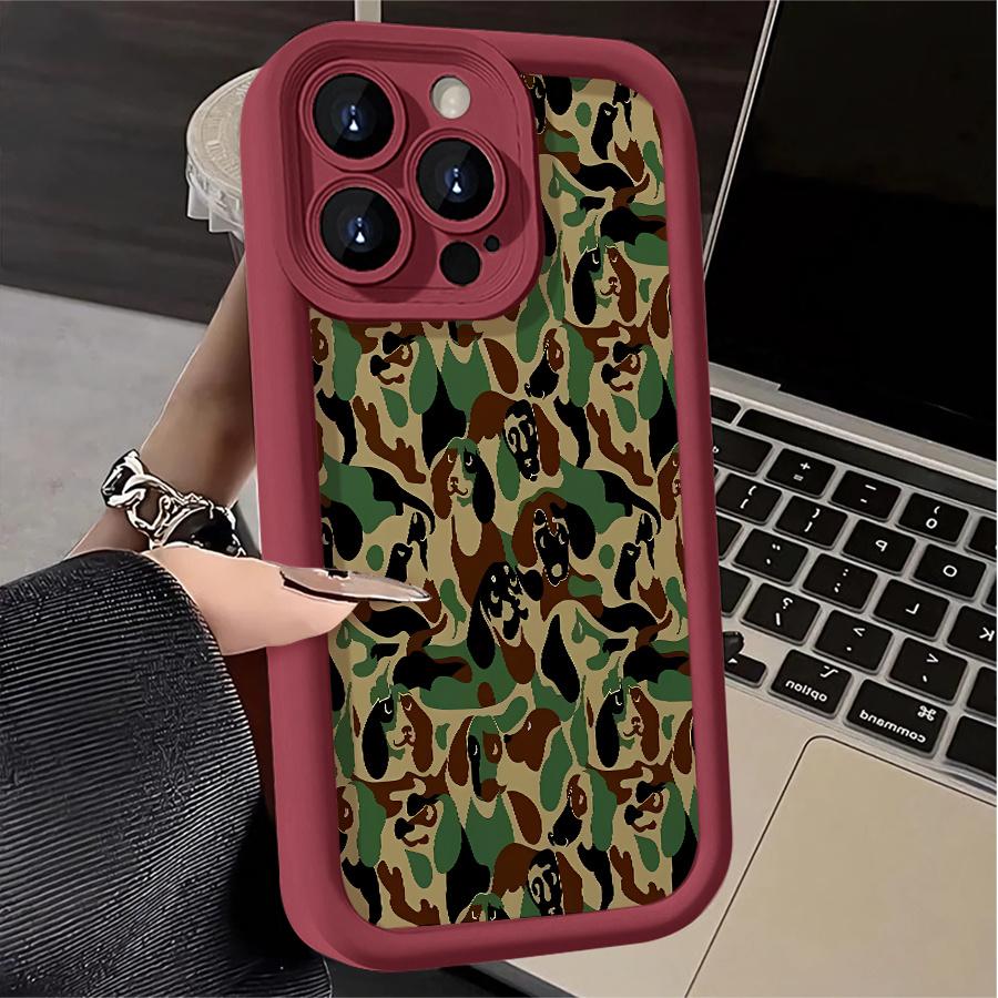 Phone Case - 1pc Camo Dog Pattern Phone Case Suitable for Apple iPhone 17 E Air Pro ProMax iPhone16 15 14 Plus 13 12 Mini 11 X XS XR Antidrop Softshell Shock Proof All Inclusive Lens Protection Funky Fashion Can Be