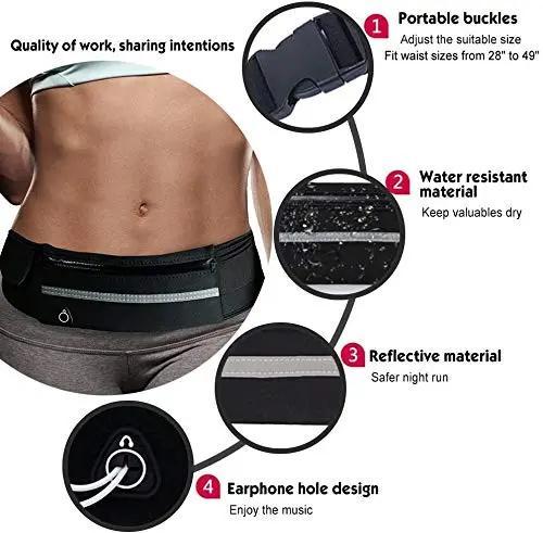 Running Waist Pack: Unisex Sports Fitness Belt for Marathon & Jogging. Features a phone pocket and storage for essentials like IDs, keys, and headphones. A must-have outdoor gear for running and hiking.