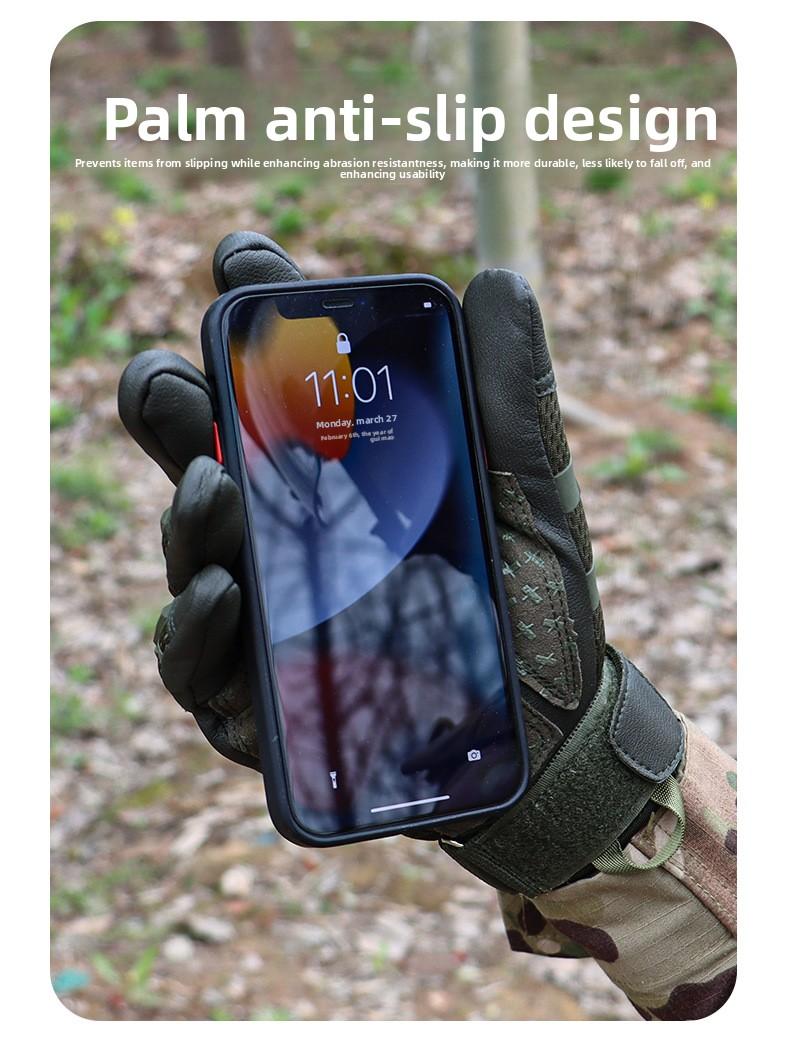 Five-finger touch screen tactical gloves, outdoor sun protection, anti-slip, motorcycle impact-resistant combat gloves