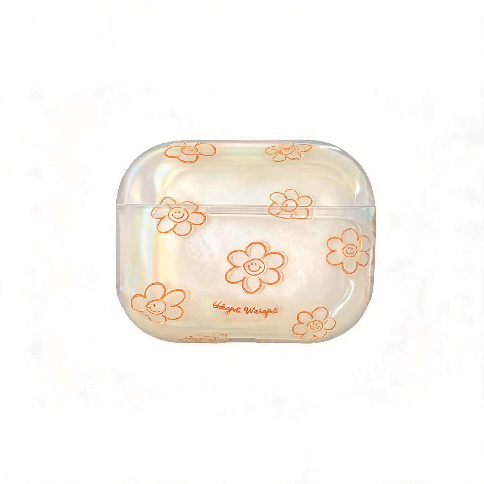 Minimalist Hand-Drawn Smile Daisy AirPods Case, Transparent Hard Shell, Shockproof, Fits All AirPods Models