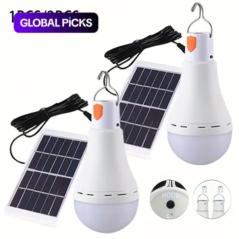 Solar-Powered LED Light Bulb, Rechargeable Light Bulbs, Emergency Light Bulb with 3 Lighting Modes, Adjustable Brightness Lights, Portable Night Light for Garden, Camping and Fishing #GLOBAL PICKS