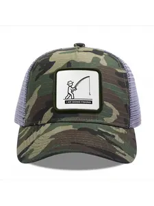 I am going fishing 1 Camouflage Mesh Baseball Cap for Men & Women - Adjustable Snapback Trucker Hat, Breathable Back for Hiking, Fishing, Camping, Golf & Casual Outdoor Attire Camouflage Random