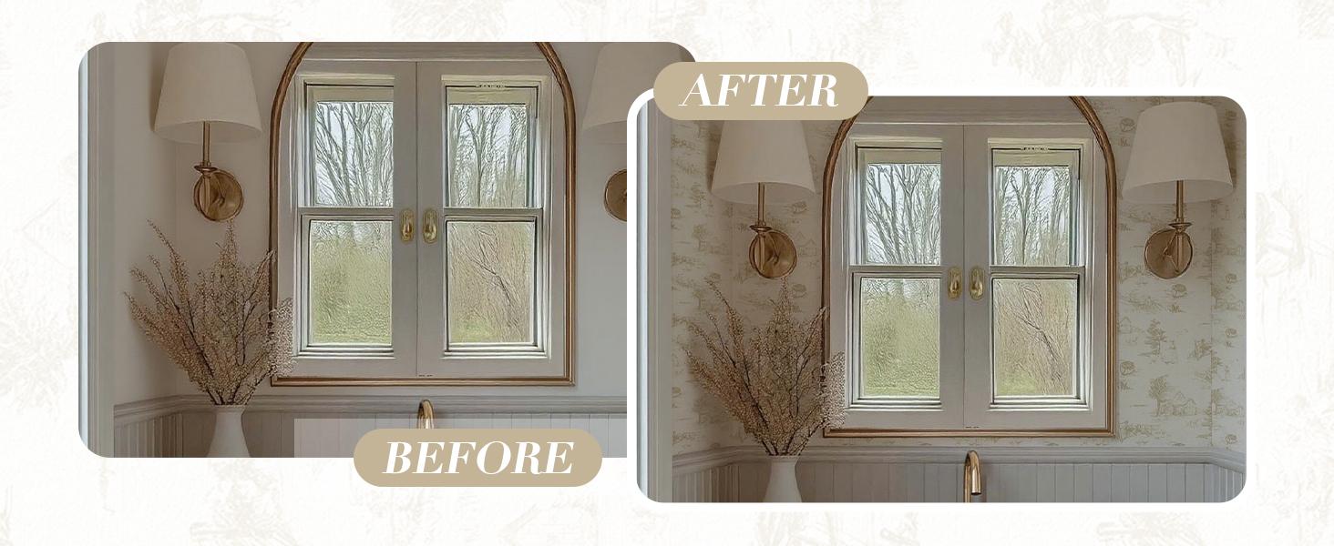 Monochrome Wallpaper Chinoiserie Style Wall Toile de Jouy Landscape Dresser Decal Self Removabal Sticker Peel and Stick Furniture Stickers Vintage Bedroom Livingroom Decoration