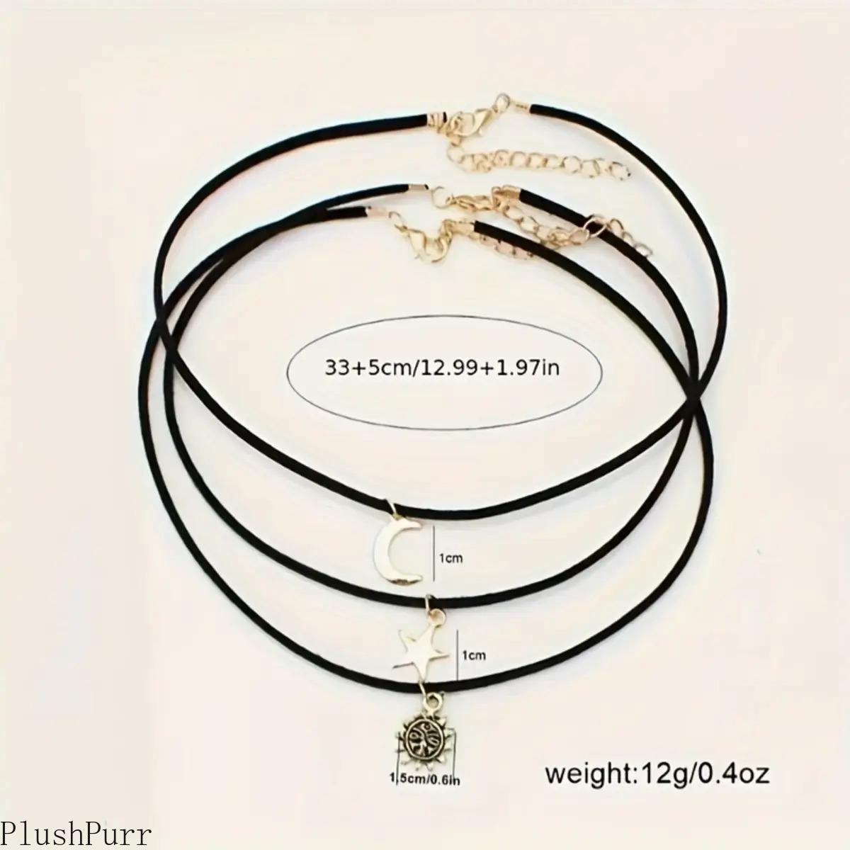 3-Piece Elegant Vintage Copper Planet Necklace, Sun, Moon and Star Pendant, Ladies Layered Minimalist Necklace Jewelry, Perfect for Daily and Party Wear, All Season Accessories 3-Piece Elegant Vintage Copper Planet Necklace, Sun, Moon and Star Pendant, Ladies Layered Minimalist Necklace Jewelry, Perfect for Daily and Party Wear, All Season Accessories