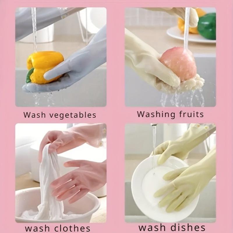Waterproof Durable Cleaning Gloves, 2 Counts Non-slip Dish Washing Gloves, Multifunctional Household Cleaning Gloves for Kitchen & Bathroom