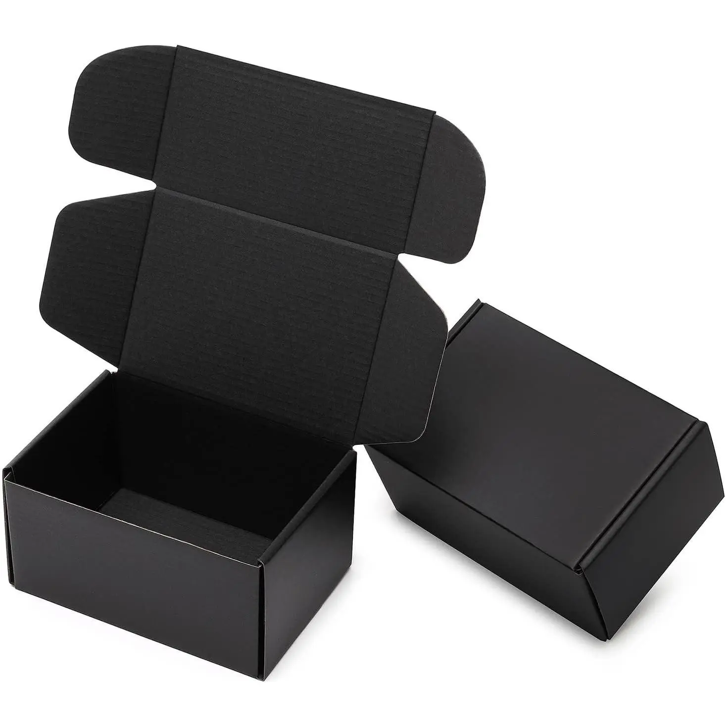 6x4x3 Small Black Corrugated Cardboard Shipping Boxes - 24 Pack Tab Locking Literature Mailers, Flat Empty Gift Packing Supplies for Small Business