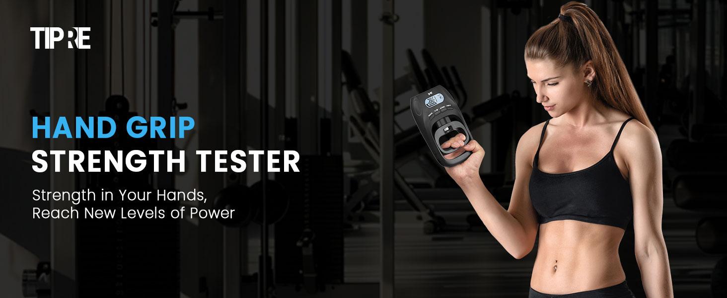 AGS 396lbs/180kg Grip Strength Tester, Hand Grip Dynamometer, Digital Grip Strength Tester with LCD Display, Adjustable Hand Grip Training Gauge, Hand Grip Testing for Sports Home School Use