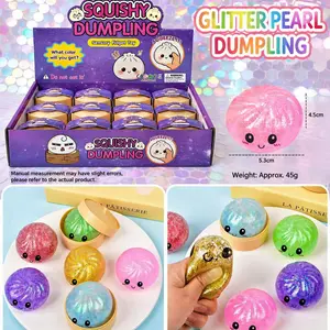 12 Psc Per Box Glitter Dumpling Squishy - Random Glitter Dumpling Box, Dumplings Squishy Toy, More Surprises (Random) Stress Glutinous