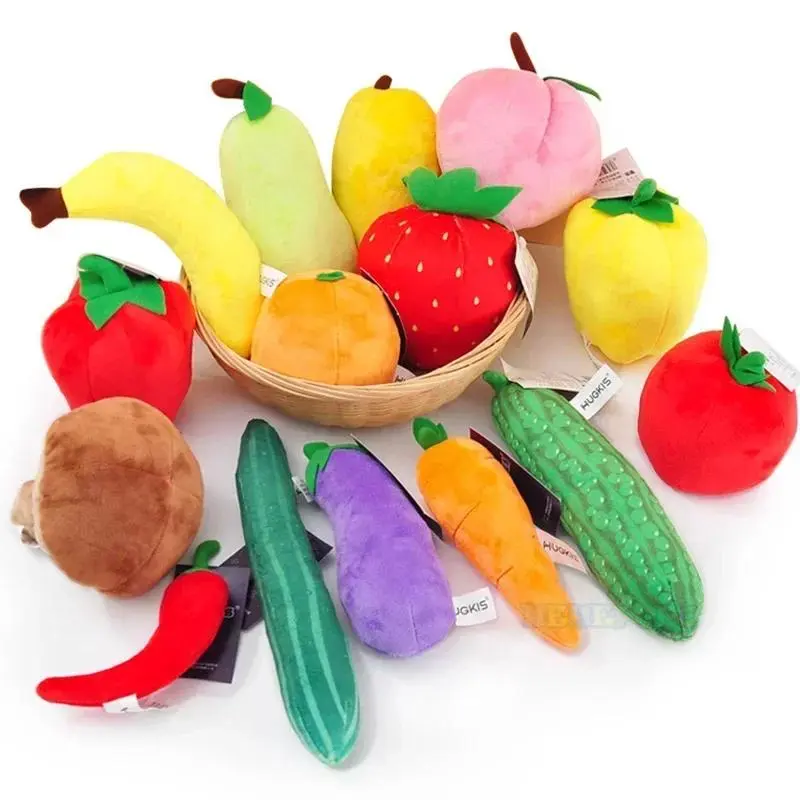Unisex Simulation Fruit & Vegetable Soft Plush Collectibles - Garlic, Strawberry, Broccoli, Watermelon, Pumpkin Stuffed Plushie Doll for Baby Education, Stress Relief