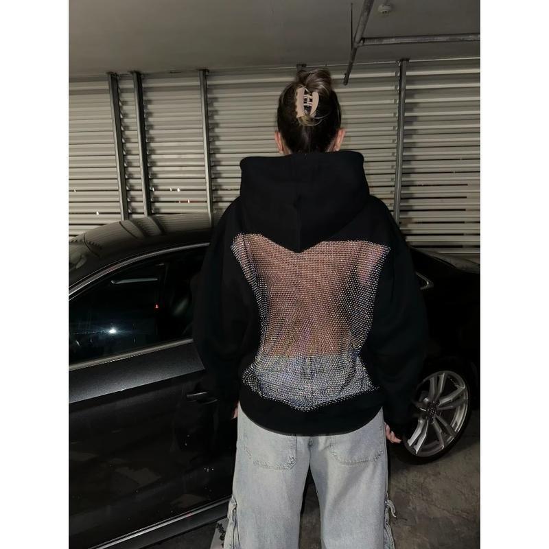 Y2K American Gothic Sexy Hollow Mesh Hoodie for Women - 2026 Translucent Long Sleeve Casual Pullover Sweatshirt Y2K American Gothic Sexy Hollow Mesh Hoodie for Women - 2026 Translucent Long Sleeve Casual Pullover Sweatshirt