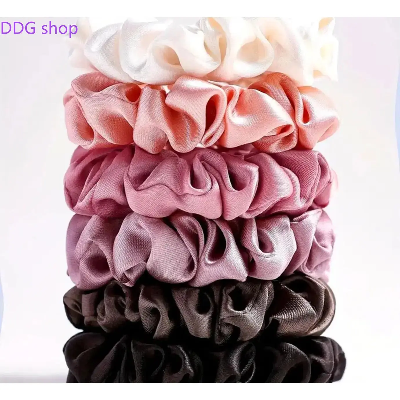 Unisex 6-Piece Warm-Toned Comfortable Satin Small Scrunchie Hair Ties Set, Sports & Outdoor Accessory for High-Low Ponytails, Buns