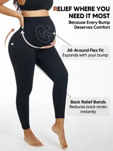 Elegant Seamless Maternity Leggings, High Waist Supportive Stretch Pants, Comfortable Breathable Fabric, Suitable for Entire Pregnancy