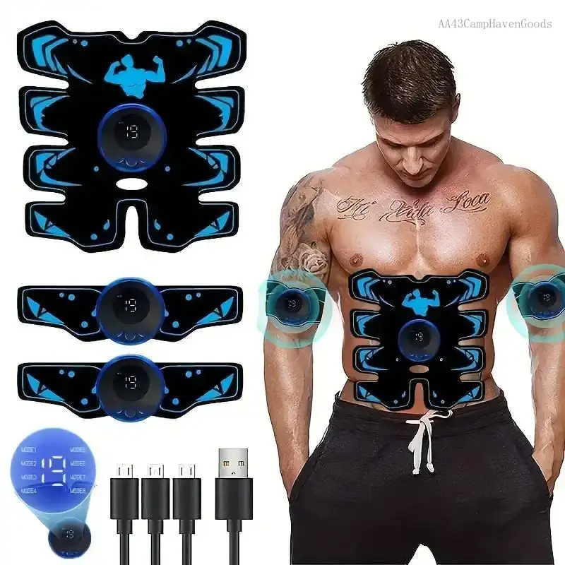 Fitness Equipment, Rechargeable Ab Trainer Muscle Stimulator Sports Fitness Waist Trimmer Belt Stomach Body Sculpting Tool Body Shaping Tool for Effective Core Workouts, Includes 1 Set with Battery IncludedAA43CampHavenGoods