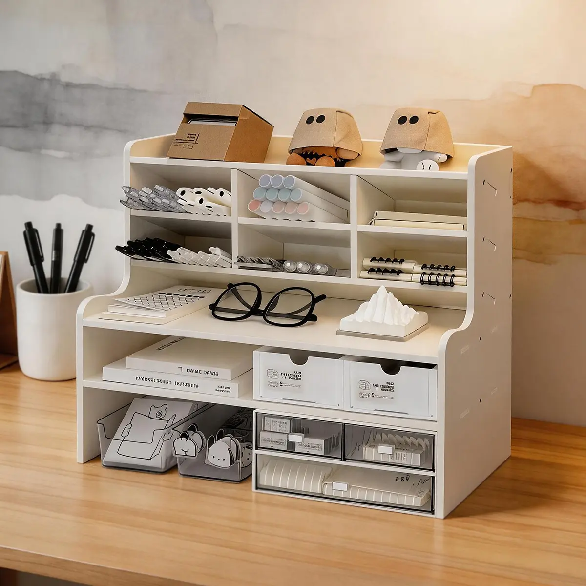 Style Multi-Layer Desktop Organizer, Office Supplies Storage Rack, Student Dormitory Desk Elevation Stand, Practical Shelving Solution, Home Office Storage