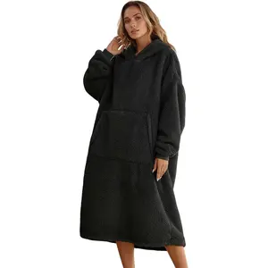 Wearable Blanket Hoodie Sweatshirt for Men with Oversized for Indoor/, One Size Fits All