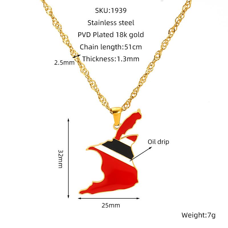 Various Countries Map Pendant Necklace Jewelry, Stainless Steel Necklace