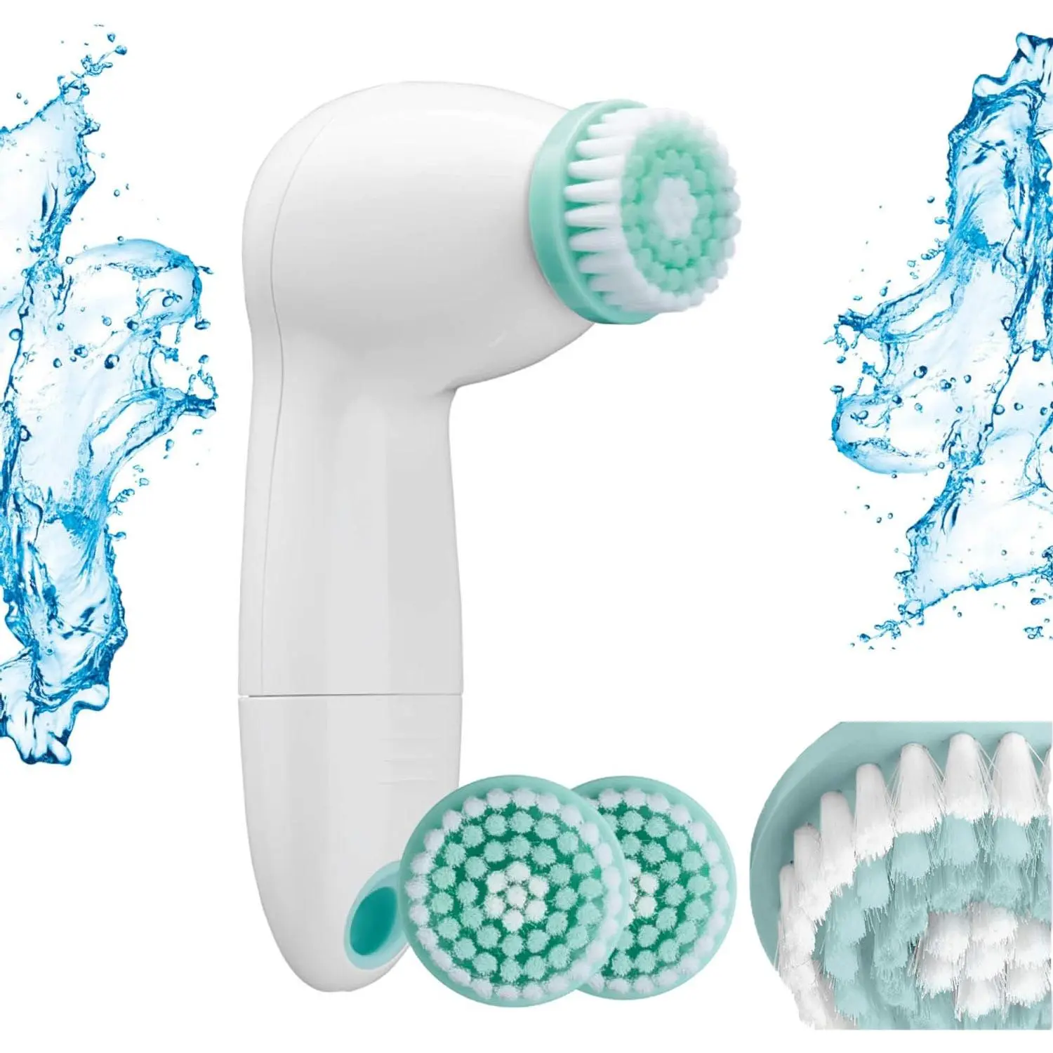 Battery Operated Sonic Facial Cleansing Brush, Waterproof Electric Face Scrubber with 3 Brush Heads, Portable Professional Facial Skin Care Tool for Deep Pore Cleansing, Exfoliating and Daily Skin Glow