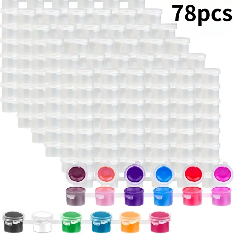 78pcs Empty Paint Cans, 2ml/0.06oz Acrylic Mini Paint Containers, Durable Plastic, Leak-Proof & Easy-Sealing, for School Art Craft Projects