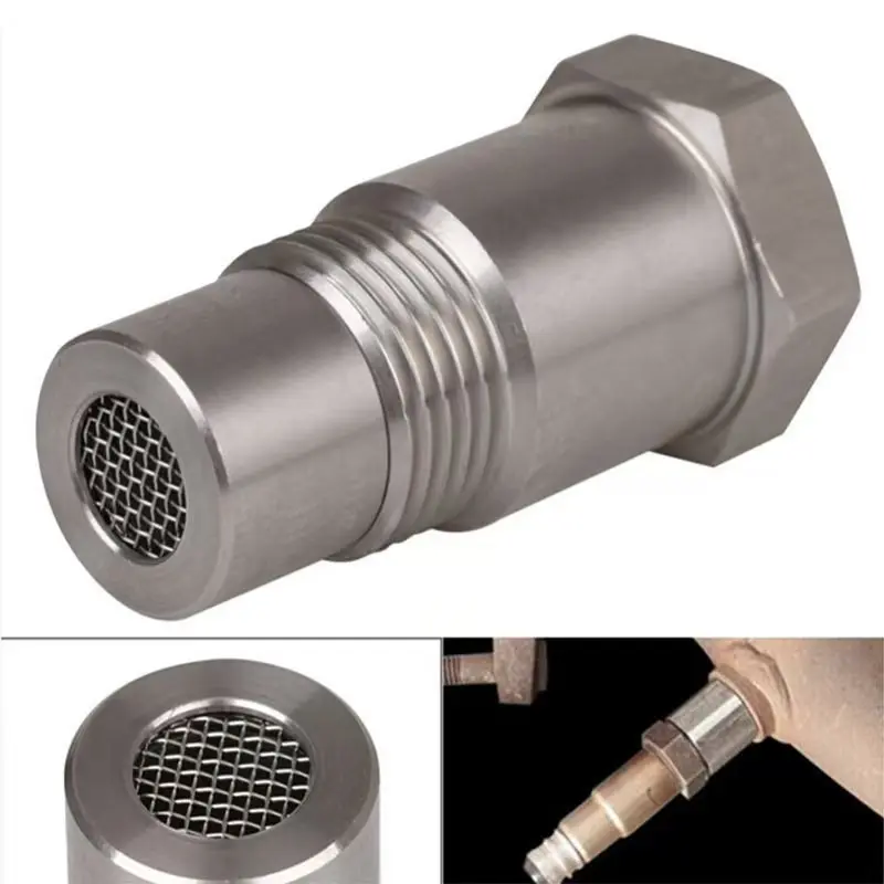 Pack of 1/2/5 pcs Oxygen Sensor Adapter M18x1.5 Thread, Stainless Steel O2 Sensor Extender Spacer with Filter Screen, Universal Sensor Extension Connector