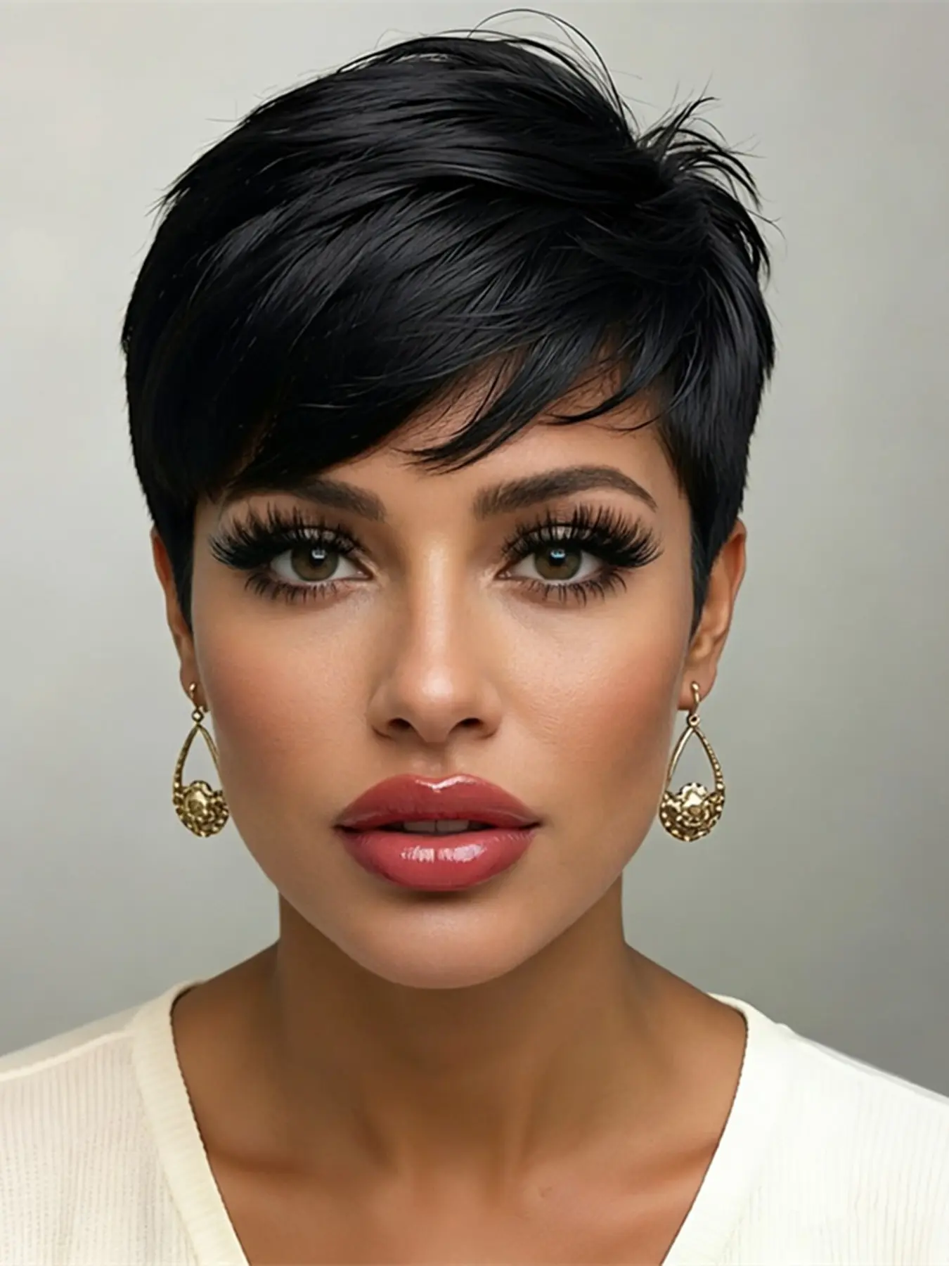 Straight Layered Natural Pixie Cut Human Hair Wigs for Women, Short Daily Party Cosplay Use, Machine Made Wig