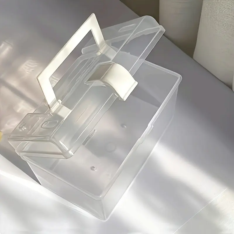 Large Clear Plastic Storage Box with Handle, Containers with lids - Portable Finishing Box for Jewelry, Small Items - Durable PP material, transparent design for easy viewing, perfect for home storage, gifts and desktop finishing