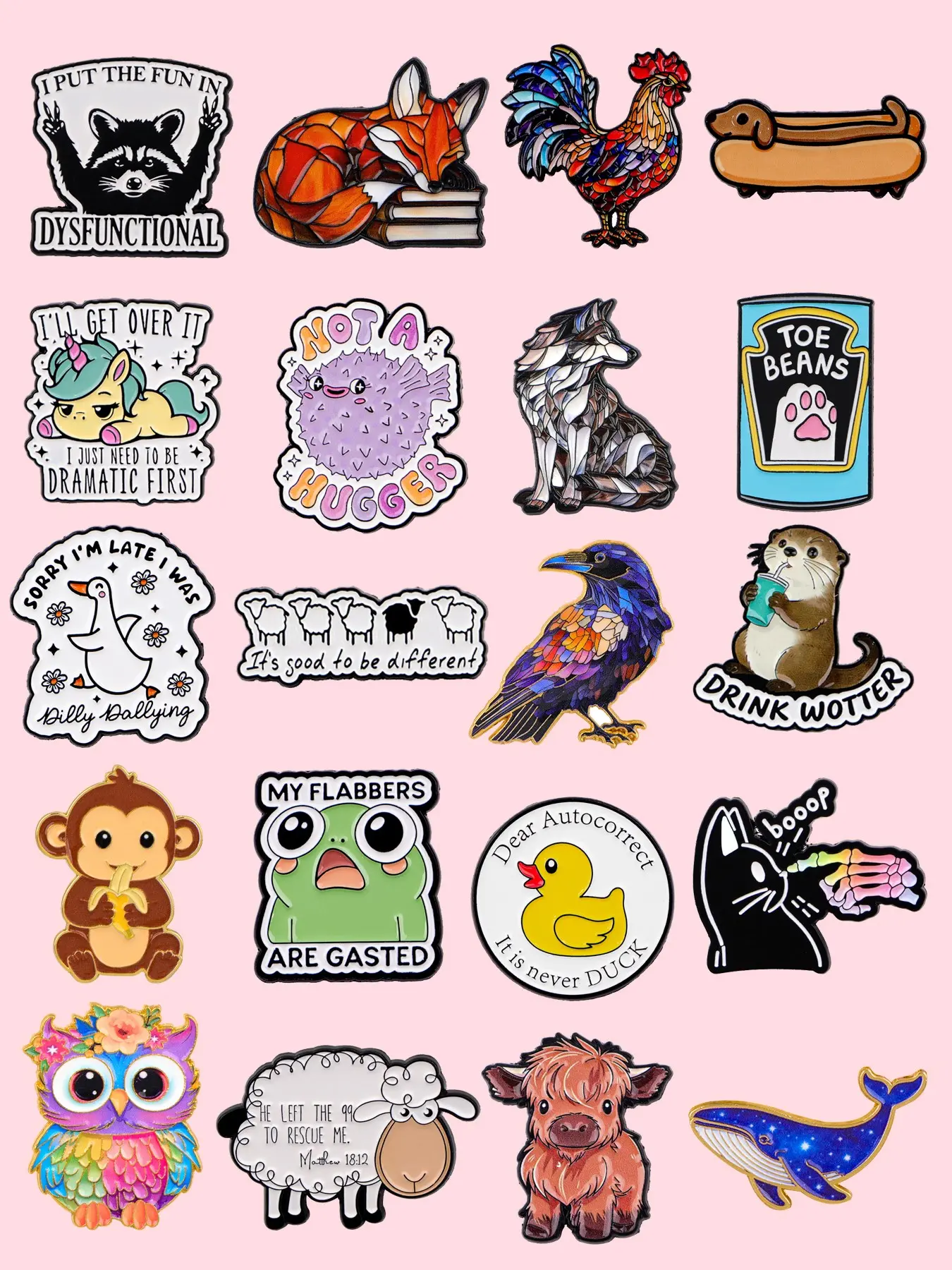 20pcs/set Mixed Animal Pins, Cartoon Animal Series Badges, Suitable for Backpacks, Briefcases, Fashion Accessories, Unique Gift Idea