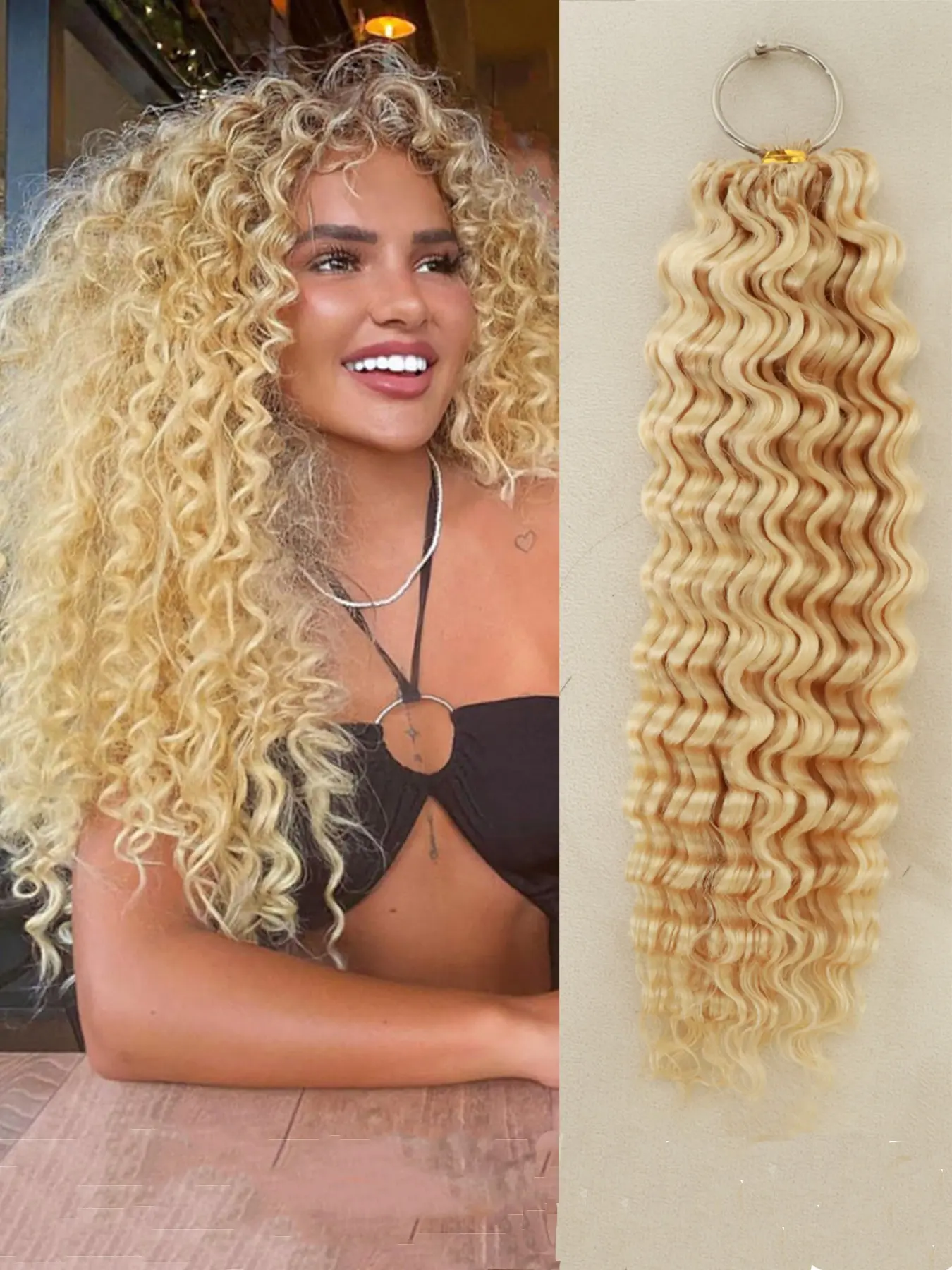 Deep Wave Feather Crochet Hair Human Hair #613 Color Invisible Miracle Knots Crochet Hair Human Hair 60g Pre-Separated Human Crochet Hair Reusable Brazilian Human Hair Bundles Braiding Hair Brazilian Hair Extension