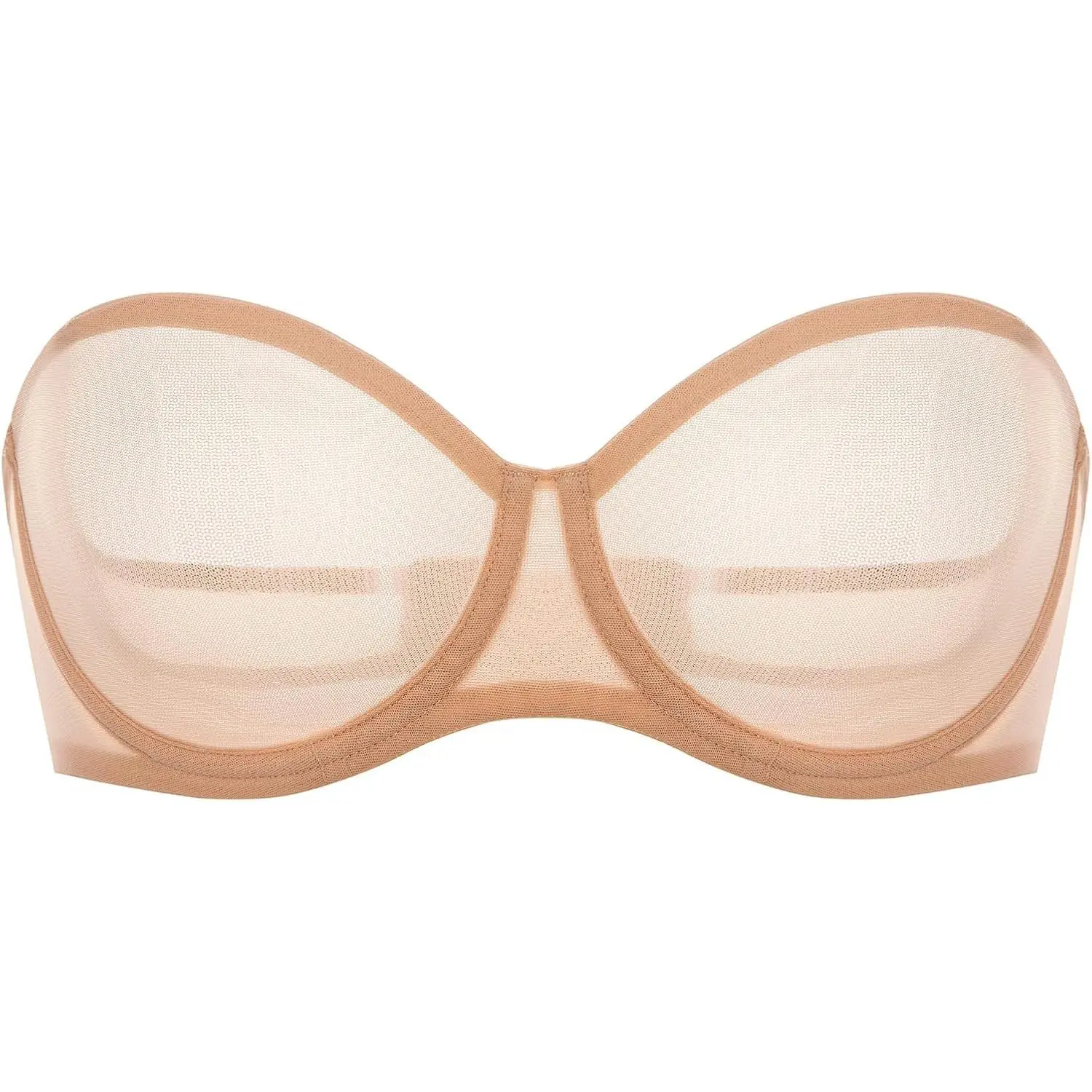 Women's Strapless Underwire Bras for Women - Sheer, Mesh, Unlined, Non-Padded, Sexy, See-Through, Plus Size Demi Bras, Strapless Bras