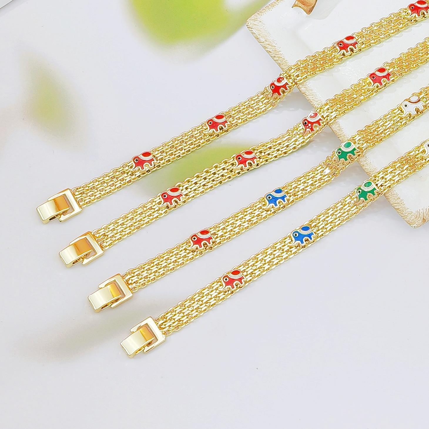 Light Luxury Bohemian Colorful Lucky Elephant Bracelet, Niche High-End Design, Stylish Versatile Fashion Jewelry for Daily & Festival Wear