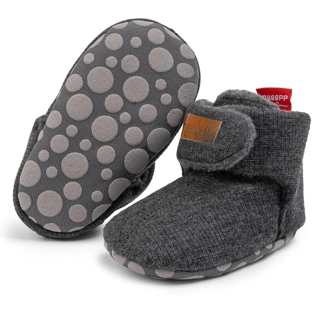 Infant Baby Girls Boys Cotton Booties Newborn Winter Warm Fleece Cozy Slippers Toddler Non-Slip Ankle Boots First Walker Crib House Socks Shoes 3-18 Months tooled leather size