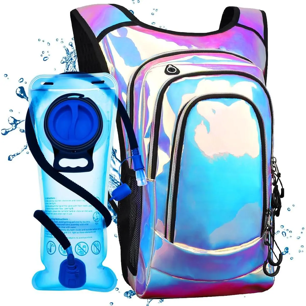 Hydration Pack, Hydration Backpack with 2L Hydration Bladder, Festival Essential Water Backpack, Lightweight Hydration Bag Hydropack Hydro for Running, Biking,  Festival Gear,