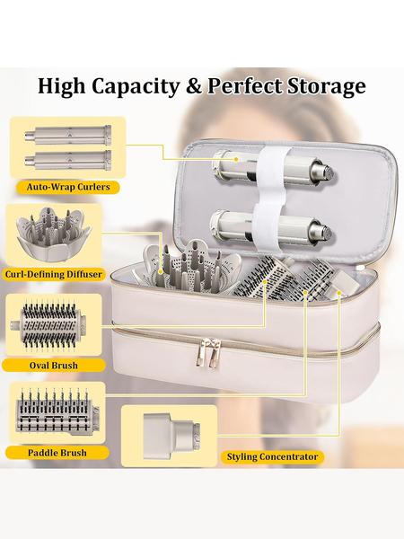 Portable Travel Case for Hair Dryer, Durable Hair Diffuser & Styling Tools, Fashionable Double Layer Storage Space for Hair Accessories, Ideal Organizer for Revlon Styler