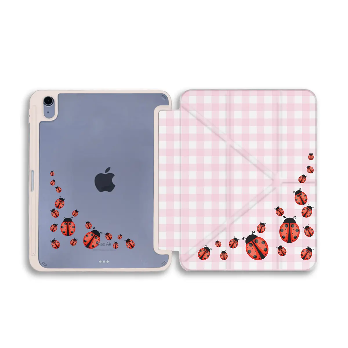Cute Polka Dot Ladybug Pattern iPad Case for iPad Pro 11-inch (2024) / iPad Air 6 (2024) / iPad mini 6, Silk Texture PC Back Cover with Pencil Holder