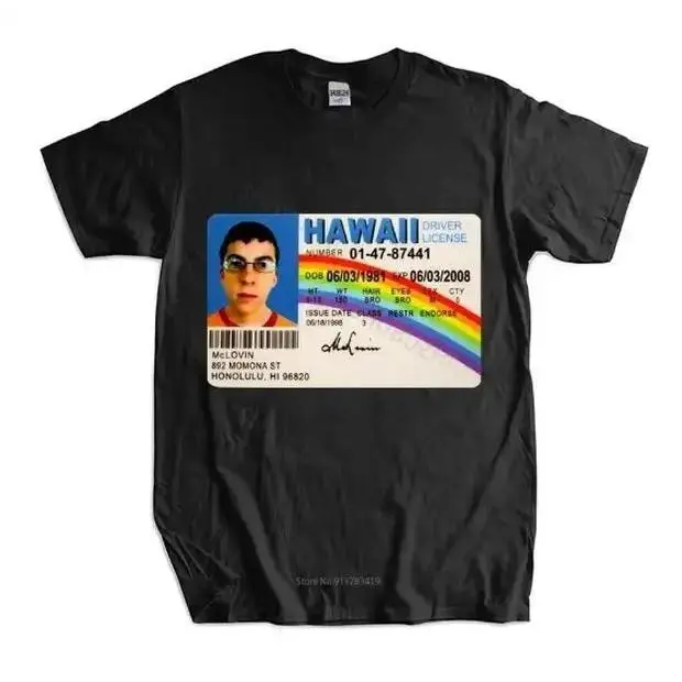Men's Casual Graphic T-Shirt with McLovin ID Print, Short-Sleeve Streetwear Top with Round Neck, Casual Printed