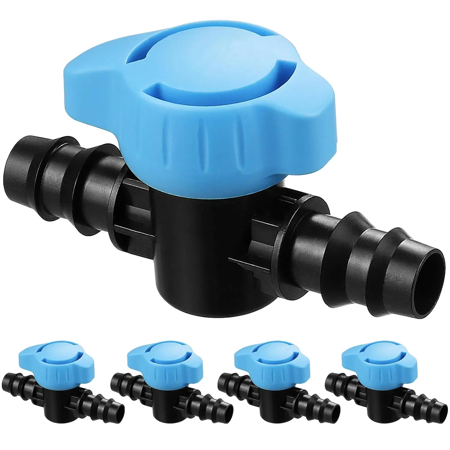5 Pack 1/2 Inch Drip Irrigation Valve: 1/2 in. in-Line Shut Off Valves for 1/2 Inch Drip Irrigation Tubing (.570-.620" ID) Barbed Cut Off  Valve for Garden Irrigation System