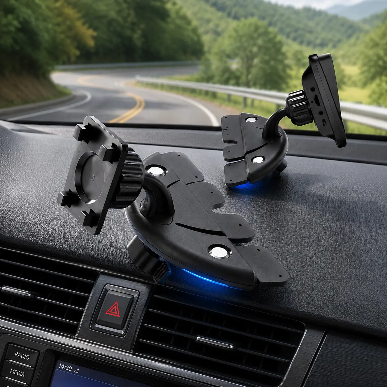CD Slot Car Mount for CarPlay Screen 360° Rotating Holder with Triangle Stabilizing Support Universal GPS Dash Cam Mount