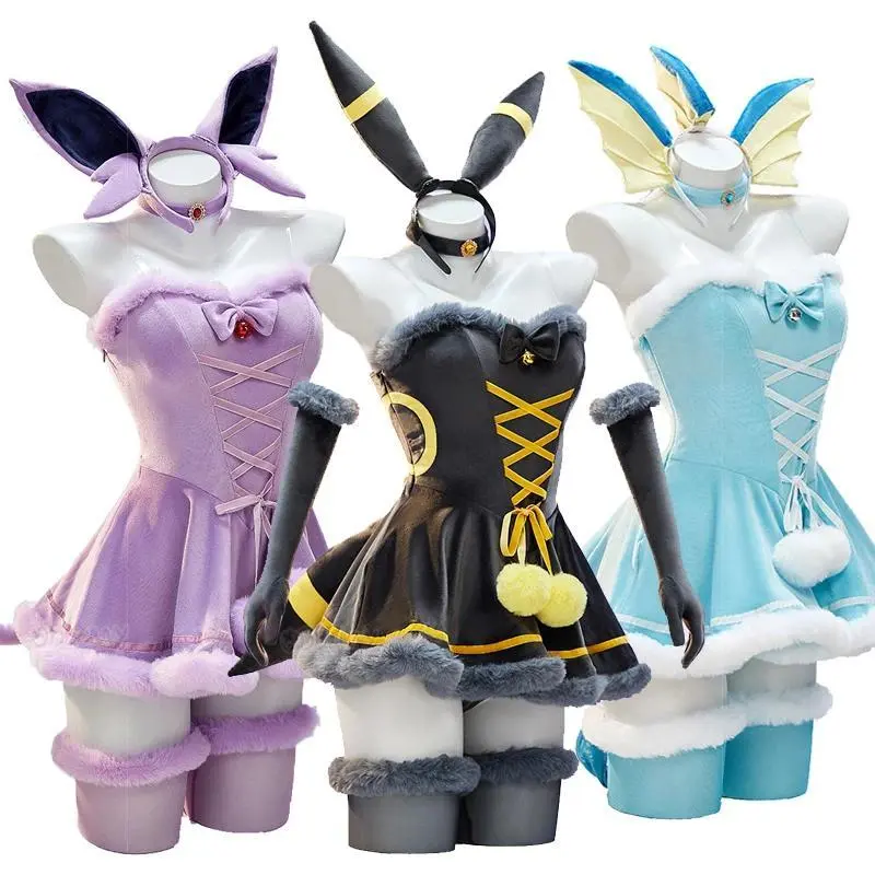 Anime Vaporeon Umbreon Sylveon Cosplay Costume Women Sexy Cloak Dress Outfit Cute Bunny Girl Uniform Halloween Christmas Clothes