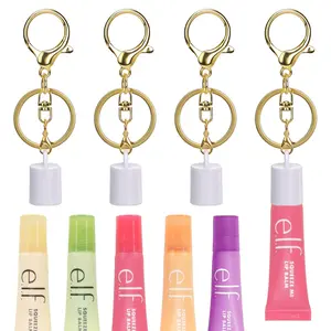 Keychain Cap Holder for 0.21oz e.l.f. Squeeze Me Lip Balm, 4 Packs Portable Lip Gloss Replacement Cover Holder, Trendy Accessories for Bags,Keys,etc., Women's Fashion Accessory (Lip Balm NOT Included)