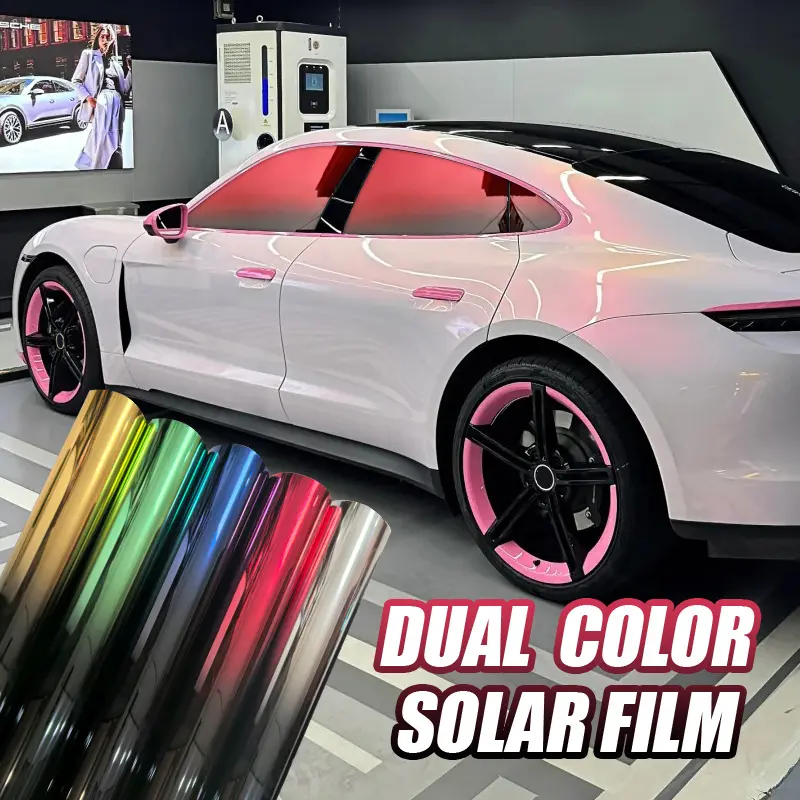 1 piece of 19.69IN*9.84FT car window sunshade film, sun protection, heat insulation, explosion-proof film, trendy dual color change, automotive supplies