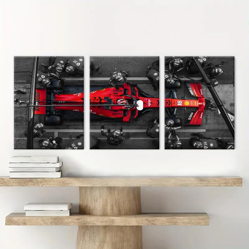 Formula Car Pattern Canvas Painting with Wooden Frame, 3 Counts/set Modern Art Wall Decor, Wall Art for Home Living Room Bedroom Office, Decoration