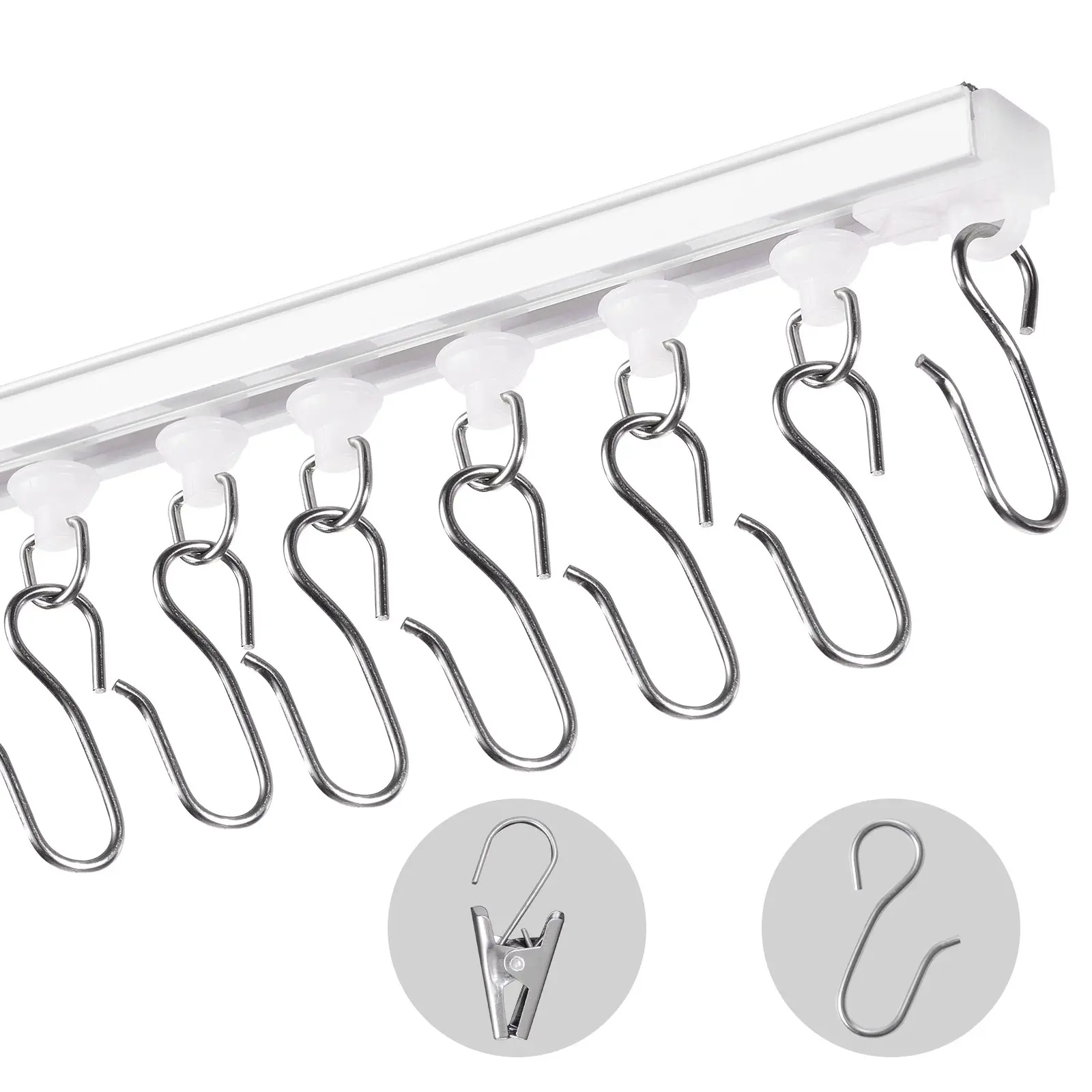 【DealsForYouDays】VEVOR Ceiling Curtain Track Set, 9.9 FT/3 Meter, Self Adhesive, No Drill Ceiling Track System for Curtains, Room Divider Curtain Track Ceiling Mounted for Living Room with Hooks and Hardware, White